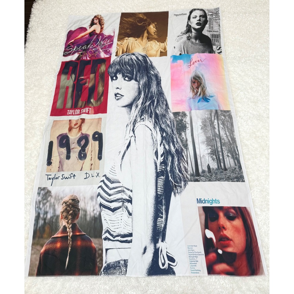Taylor Swift Collage Throw Thin Fabric Album Covers Eras Banner 39x58 Concert